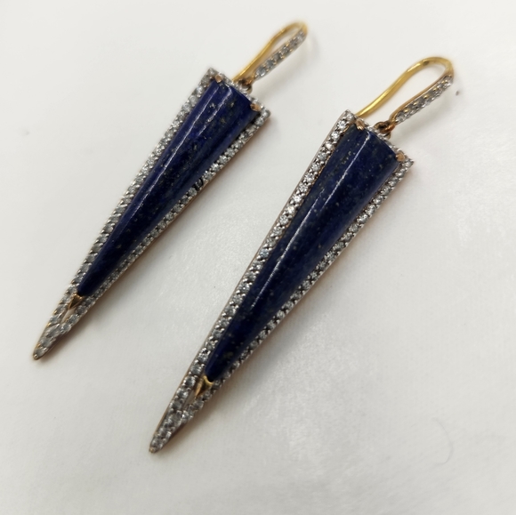 Lapis and White Zircon Earrings Rarities Carol Brodie - Picture 1 of 4